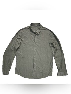 Lululemon Commission Shirt Mens Large Olive Green Long Sleeve Oxford Button Down